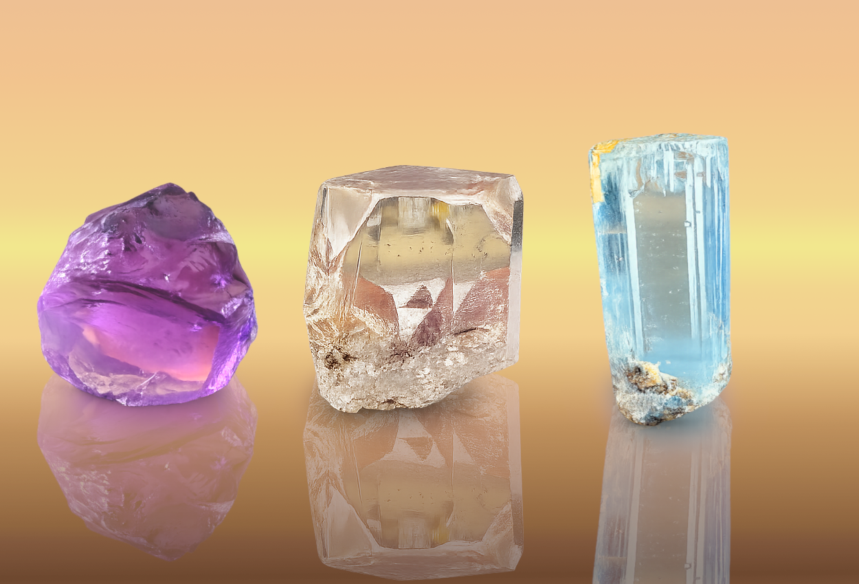 3 rough gems in a line